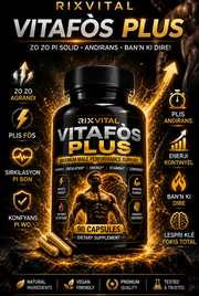 RixVital Vitafos Plus supplement bottle with glowing effects on a dark background