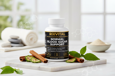 Normal Blood Sugar Support dietary supplement bottle for daily blood sugar balance